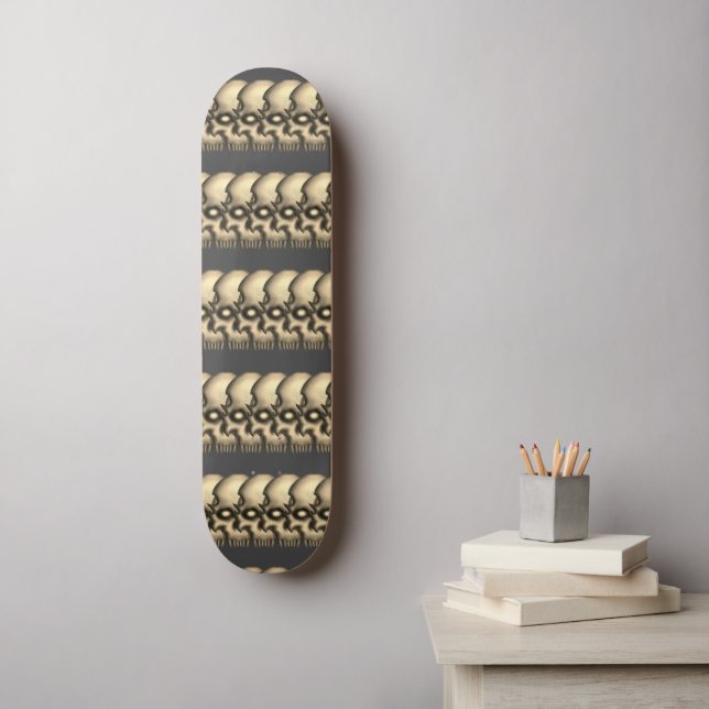 Skateboard Motif de crâne tribal vintage grunge sépia gothiqu (Art mural)