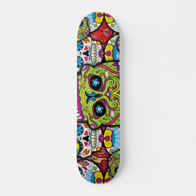 Skateboard Motif de crânes de sucre (Devant)