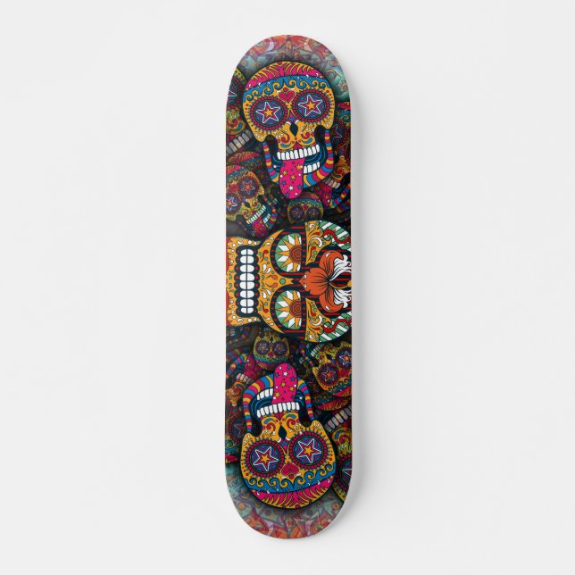 Skateboard Motif de crânes de sucre (Devant)
