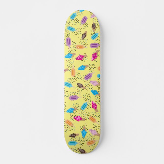 Skateboard Motif de crème glacée d'été coloré (Devant)