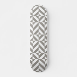 Skateboard Motif de cube géométrique gris argenté