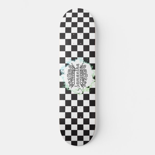 Skateboard motif de damier (Recto)