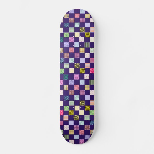 Skateboard Motif de damier d'arc-en-ciel (Recto)