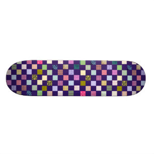 Skateboard Motif de damier d'arc-en-ciel