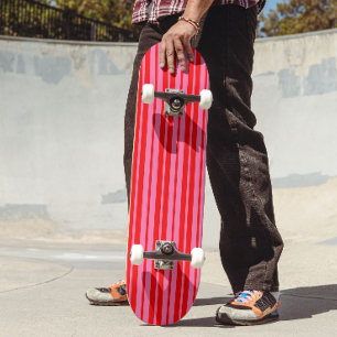 Skateboard Motif de design de rayures élégantes rose rouge 