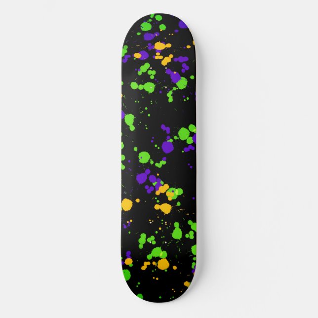 Skateboard Motif de design éclaboussé de peinture verte bleue (Recto)