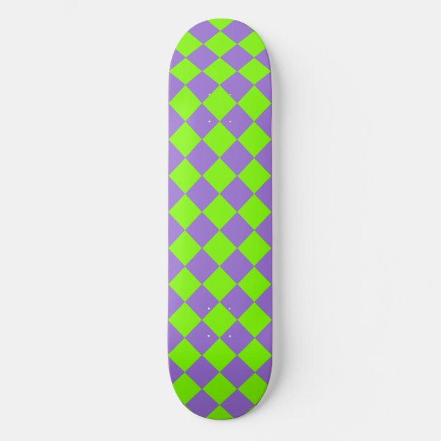 Skateboard Motif de diamant Purple Green Checker (Recto)
