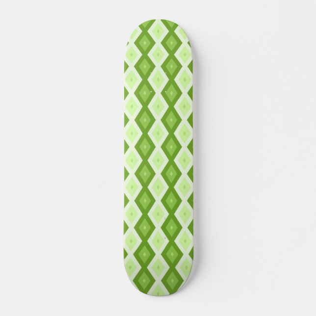 Skateboard Motif de diamant vert Chartreuse (Devant)