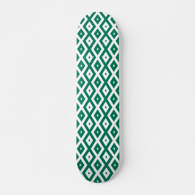 Skateboard Motif de diamant vert et blanc (Devant)