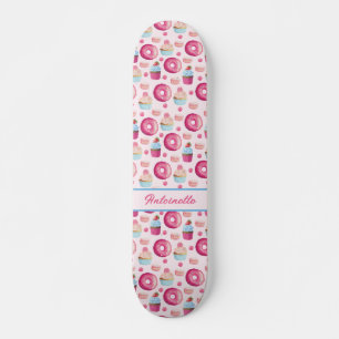 Skateboard Motif de Donut rose