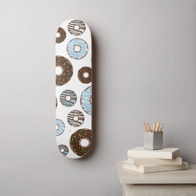 Skateboard Motif De Donuts, Donuts Bleus, Donuts Brown (Art mural)