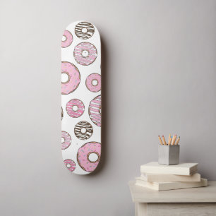 Skateboard Motif De Donuts, Donuts Roses, Donuts Blancs