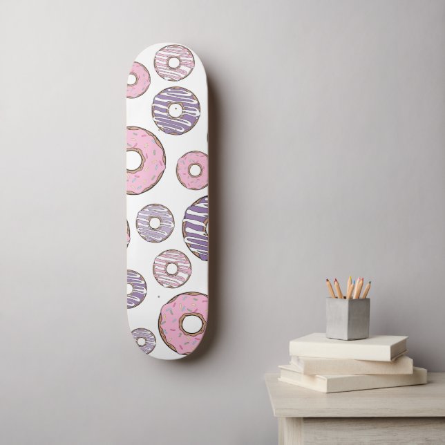 Skateboard Motif De Donuts, Donuts Roses, Donuts Violets (Art mural)