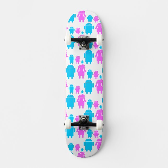 Skateboard Motif de famille de robot mignon (Recto)