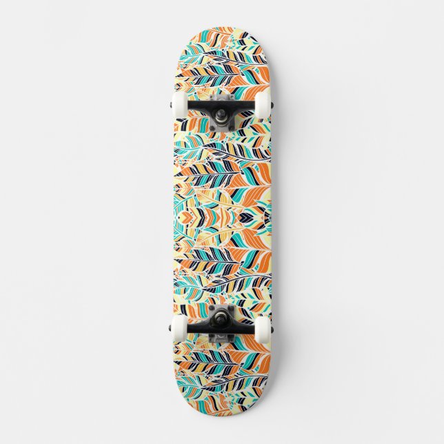 Skateboard Motif de feuilles bohème coloré mignon (Recto)