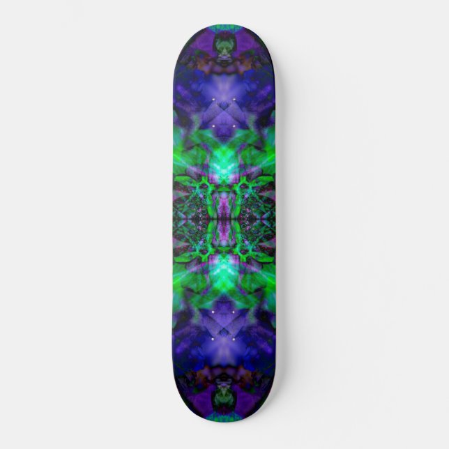 Skateboard Motif de fleur de kaléidoscope violet (Recto)