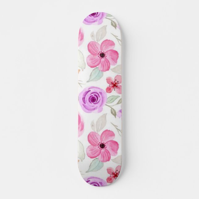 Skateboard Motif de fleurs (Devant)