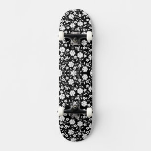 Skateboard Motif de fleurs blanches noires mignonnes LifeProo