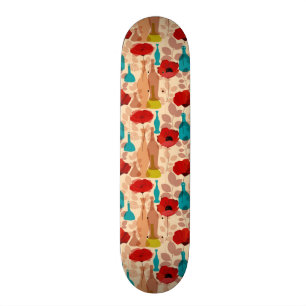 Skateboard Motif de fleurs, de vases et de bouteilles