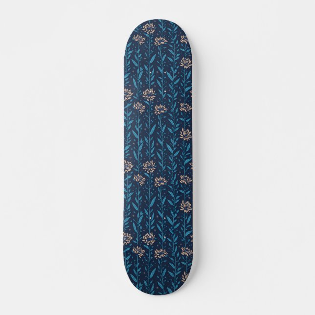 Skateboard motif de fleurs rétro (Devant)