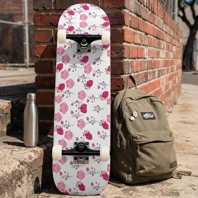 Skateboard Motif de fleurs roses (Créateur téléchargé)