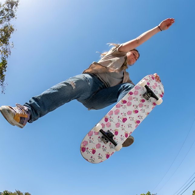 Skateboard Motif de fleurs roses (Créateur téléchargé)