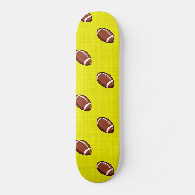 Skateboard Motif de football jaune vif et Brown (Recto)