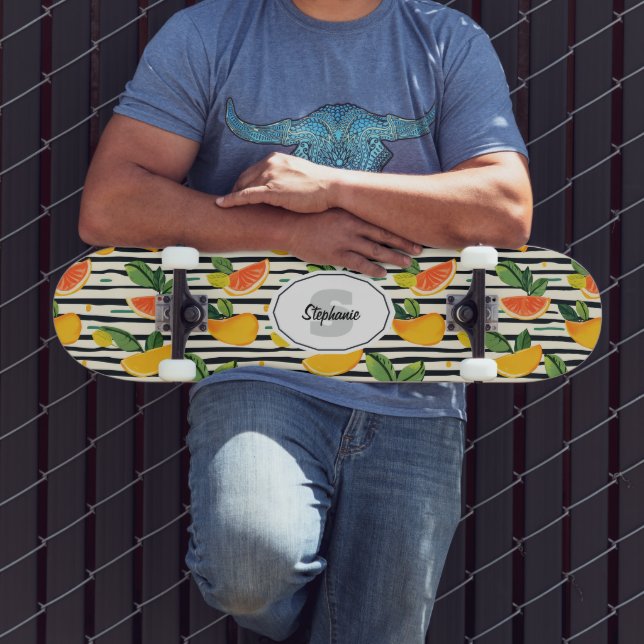 Skateboard Motif de fruits d'agrumes avec Feuilles verts (6) (Extérieur 3)