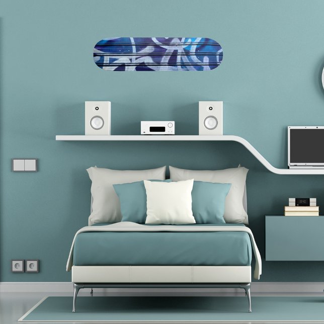 Skateboard Motif de grafitti abstrait bleu (Créateur téléchargé)