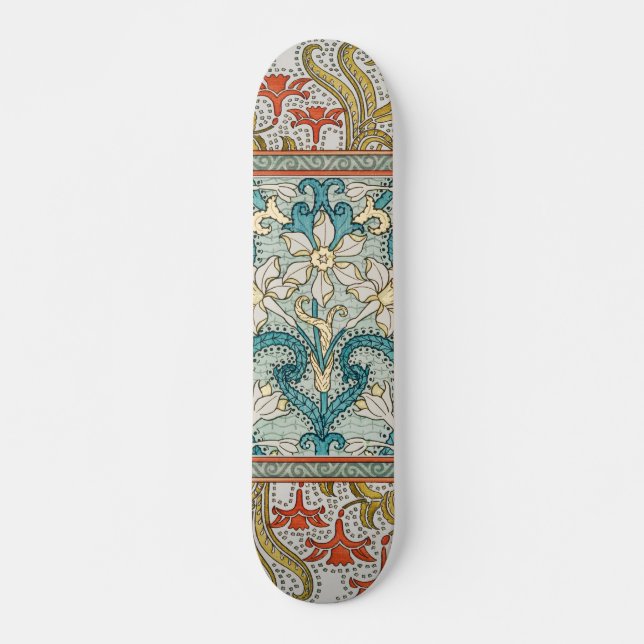 Skateboard Motif de jonquille Art Nouveau vintage Verneuil (Devant)
