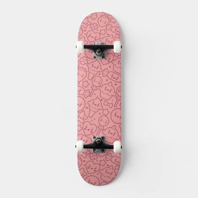 Skateboard Motif de Kawaii avec les gâteaux mignons (Recto)