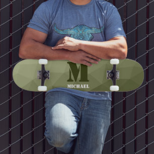 Skateboard Motif de maillage géométrique vert clair de l'armé