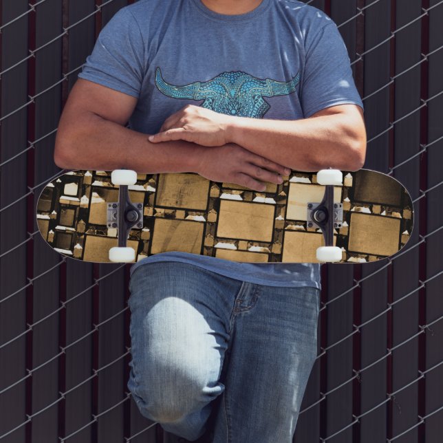 Skateboard Motif de miroirs géométriques Sepia (Extérieur 3)