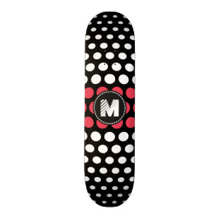Skateboard Motif de monogramme blanc et de désir de pois