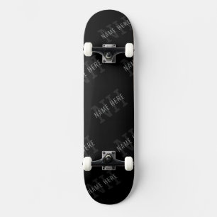 Skateboard Motif de nom en monogramme gris très foncé et noir