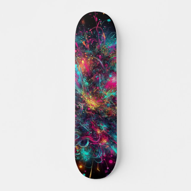 Skateboard Motif de peinture de néon de séchage (Devant)