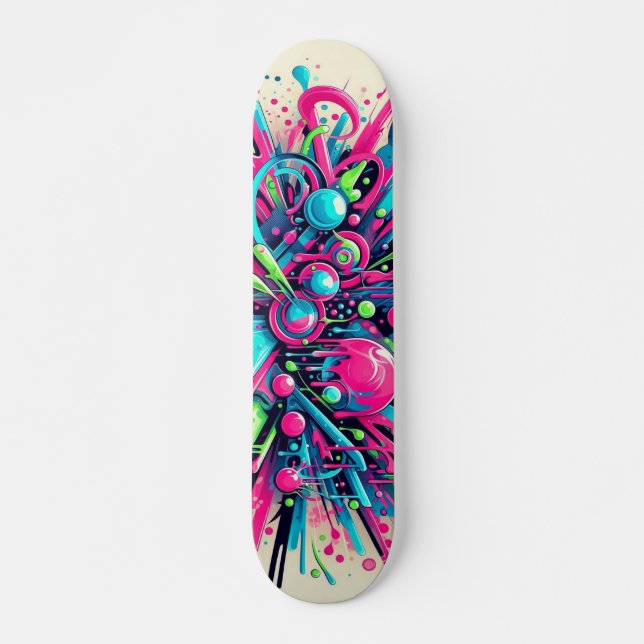 Skateboard Motif de peinture de néon de séchage (Devant)