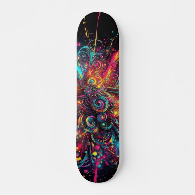 Skateboard Motif de peinture de néon de séchage (Devant)