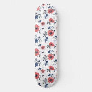 Skateboard Motif de pépites d'aquarelle - Rouge, Bleu et Blan