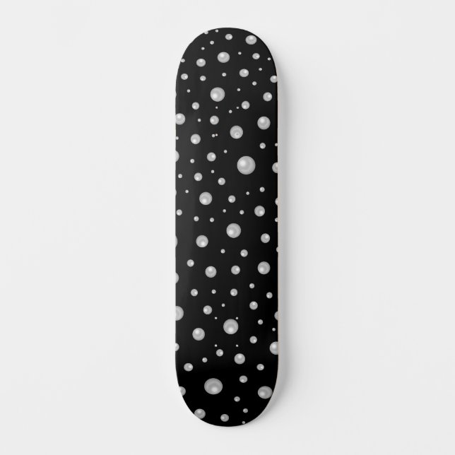 Skateboard Motif de perle sur fond noir (Recto)