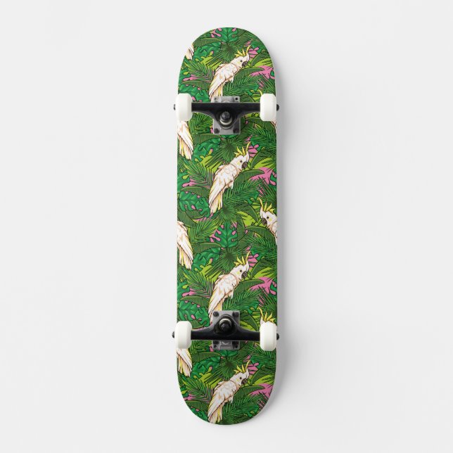 Skateboard Motif de perroquet avec des palmettes (Recto)