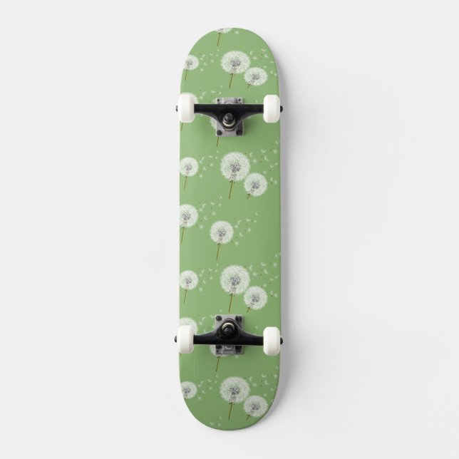 Skateboard Motif de pissenlit sur l'arrière - plan vert (Recto)
