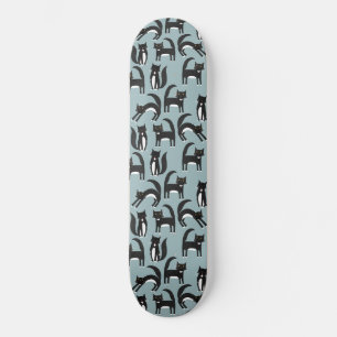 Skateboard Motif de plaisir de chats en noir et blanc Tuxedo