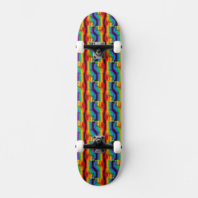 Skateboard Motif de poing arc-en-ciel (Recto)