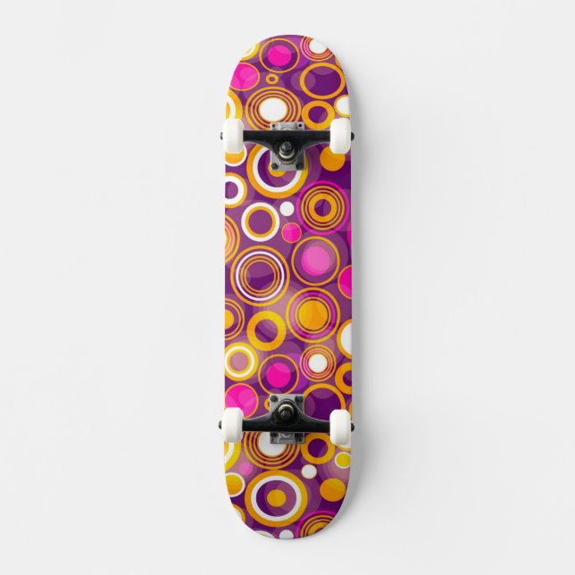 Skateboard Motif de point violet de polka (Recto)