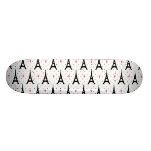 Skateboard Motif de pois et de coeurs de Tour Eiffel