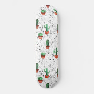 Skateboard Motif de pots de cactus en terre cuite verte