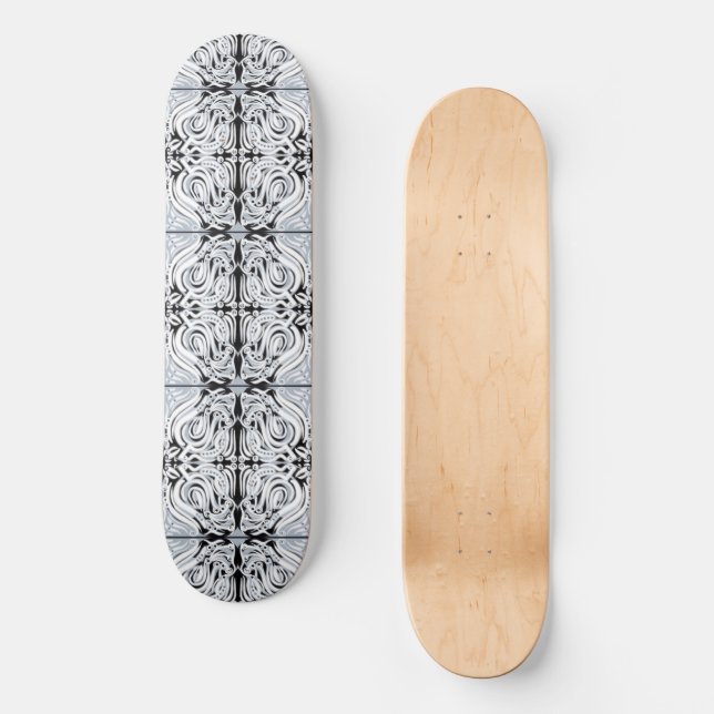 Skateboard Motif de répétition Abstrait gris noir blanc (Recto)