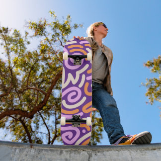 Skateboard Motif de ruban tourbillonnant violet et rose