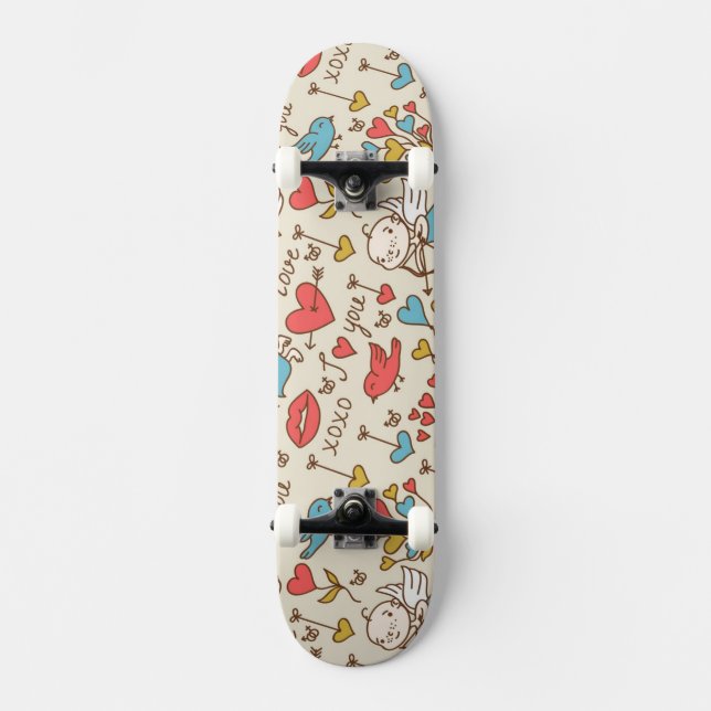 Skateboard Motif de Saint-Valentin avec le cupidon (Recto)
